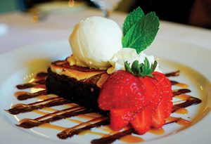 HMGI OF CHARLESTON’S WARM CREAM CHEESE PECAN BROWNIE, From Chef Andrea Upchurch