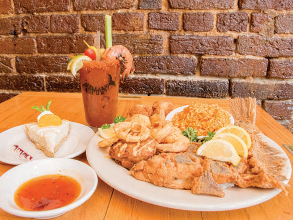 A delicious dinner is served at Hyman's Seafood, Charleston, SC