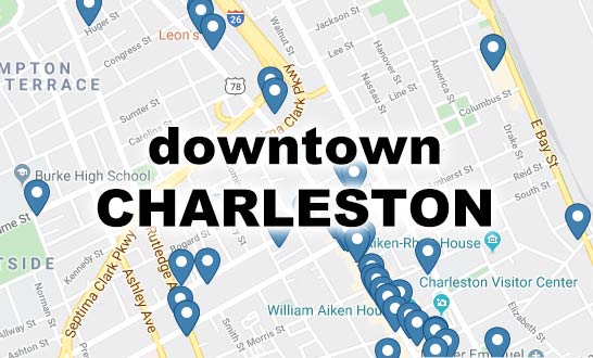 Downtown Charleston, South Carolina Restaurants Map