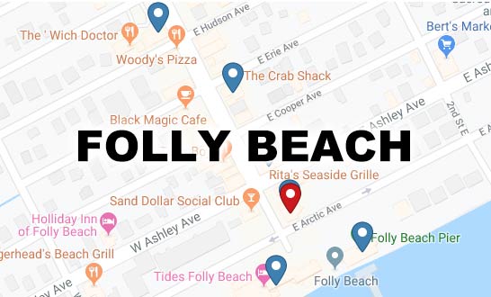 Folly Beach, SC Restaurant Map