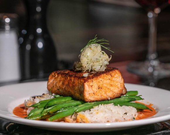 Burton's Grill's Salmon Romesco