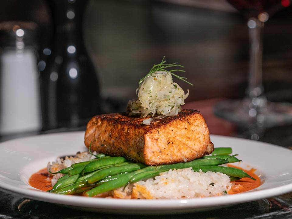 Burton's Grill's Salmon Romesco